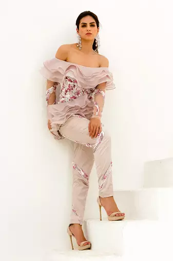 Lavender La Rosa Ruffled Cord Set
