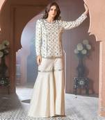 Noor Beige Mirror work Jacket Garara Set