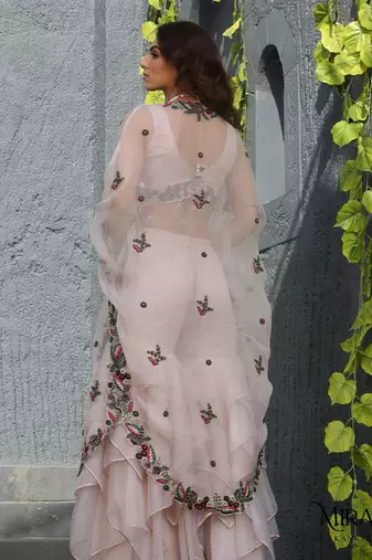 Peach Serena Layered Garara Set