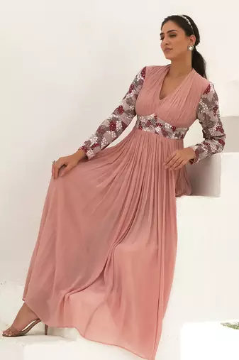 Rosanne Rose pink Embroidered Gown