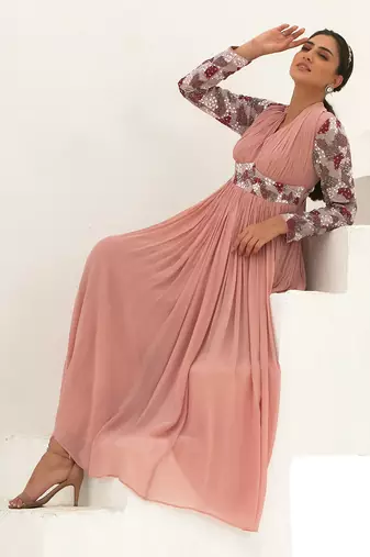 Rosanne Rose pink Embroidered Gown