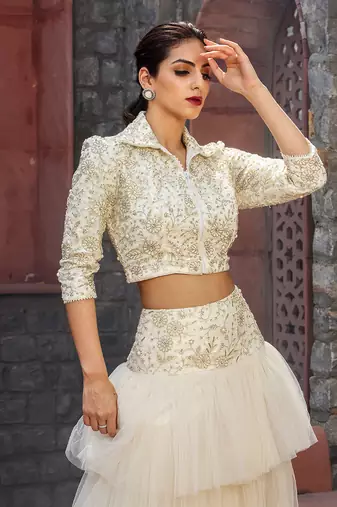 White Dina Biker Jacket Set