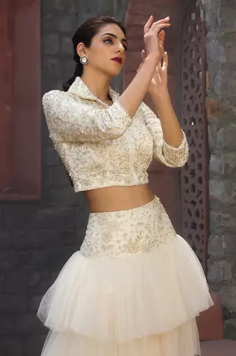 White Dina Biker Jacket Set
