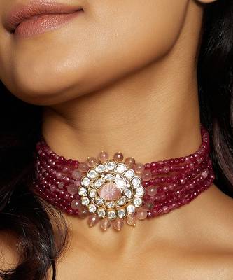 Red & Golden Polki Necklace 2