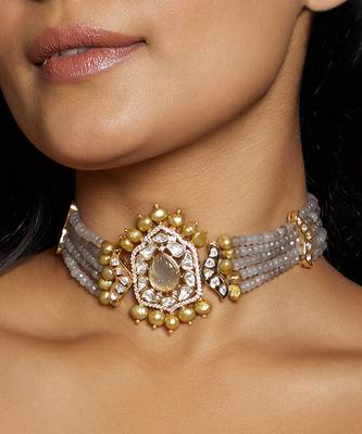 Grey & Golden Polki Choker 2