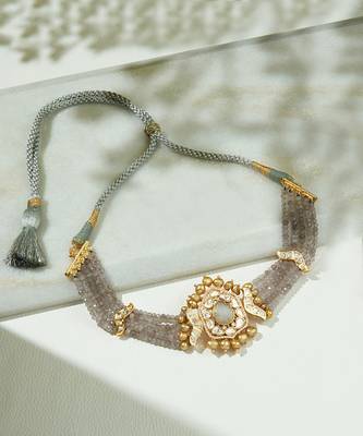 Grey & Golden Polki Choker 3