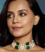 Green & White Polki Choker