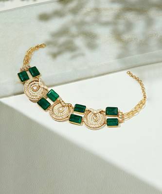 Green & White Polki Choker 3