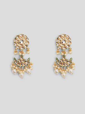 AQUASTREET Gold Plated Handcrafted Pachi Kundan Crescent designed Necklace Set 5