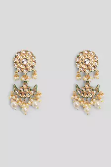 AQUASTREET Gold Plated Handcrafted Pachi Kundan Crescent designed Necklace Set