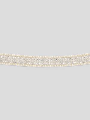 AQUASTREET Gold Plated Handcrafted Kundan Choker Necklace Set With Pearls Line 3
