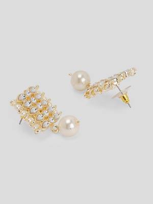 AQUASTREET Gold Plated Handcrafted Kundan Choker Necklace Set With Pearls Line 4