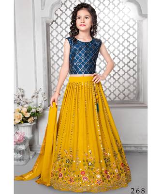 Wedding Designer Yellow Fox Georgette Lehenga choli 1
