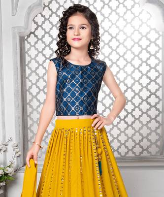 Wedding Designer Yellow Fox Georgette Lehenga choli 2