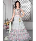 Off-White Faux Georgette Multicolor Printed Kid's Lehenga Choli
