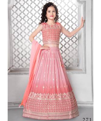 Wedding Designer Peach Fox Georgette Lehenga choli 1