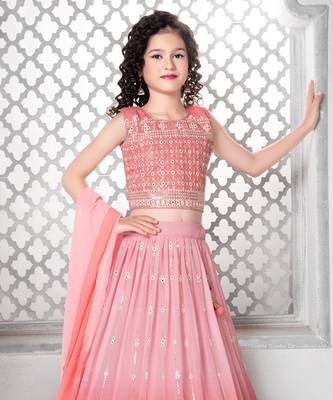 Wedding Designer Peach Fox Georgette Lehenga choli 2