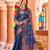 Navy blue woven silk saree with blouse
