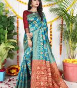 SKY BLUE BANDHANI PATOLA HATHI DESIGN SILK SAREE 