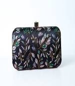 BLACK WITH ANTIQUE GOLDEN COLOR GOLDEN BEADED HAND EMBROIDED CLUTCH CUM SLING BAG