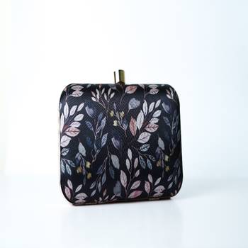 BLACK WITH ANTIQUE GOLDEN COLOR GOLDEN BEADED HAND EMBROIDED CLUTCH CUM SLING BAG 2