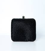 BLACK WITH BLACK COLOR KATDANA BEADED HAND EMBROIDED CLUTCH CUM SLING BAG
