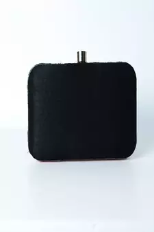 BLACK WITH BLACK COLOR KATDANA BEADED HAND EMBROIDED CLUTCH CUM SLING BAG