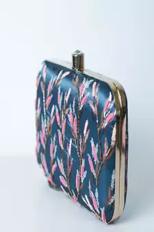 TURQUOISE BLUE  WITH MULTI COLOR  BEADED/SEQUINS WORK HAND EMBROIDED CLUTCH CUM SLING BAG