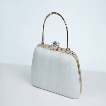 SILVER WITH SILVER  COLOR  KATDANA BEADED HAND EMBROIDED CLUTCH CUM SLING BAG 2
