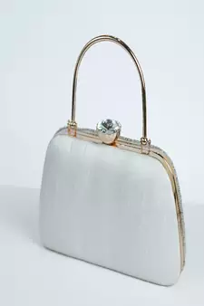 SILVER WITH SILVER  COLOR  KATDANA BEADED HAND EMBROIDED CLUTCH CUM SLING BAG