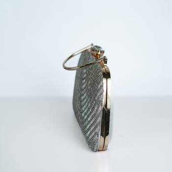 SILVER WITH SILVER  COLOR  KATDANA BEADED HAND EMBROIDED CLUTCH CUM SLING BAG 3