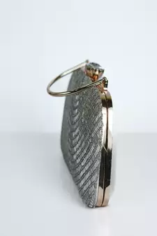 SILVER WITH SILVER  COLOR  KATDANA BEADED HAND EMBROIDED CLUTCH CUM SLING BAG