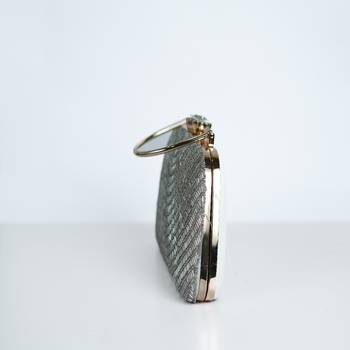 SILVER WITH SILVER  COLOR  KATDANA BEADED HAND EMBROIDED CLUTCH CUM SLING BAG 4
