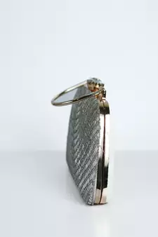 SILVER WITH SILVER  COLOR  KATDANA BEADED HAND EMBROIDED CLUTCH CUM SLING BAG