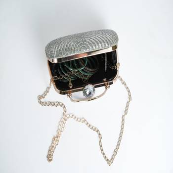 SILVER WITH SILVER  COLOR  KATDANA BEADED HAND EMBROIDED CLUTCH CUM SLING BAG 5