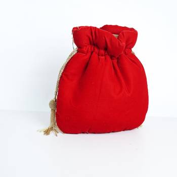 RED WITH GOLDEN COLOR HAND EMBROIDED POTLI CLUTCH 4