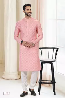 Pink printed cotton kurta-pajama