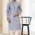 Grey printed cotton kurta-pajama