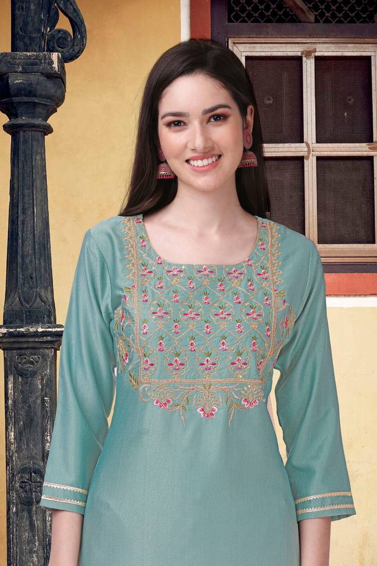 Salime Green Kurta with Pant and Dupatta