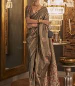 Bronze Woven Silk Blend Saree With Blouse