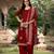 Trendmalls Maroon Satin Embroidered Cotton Party Wear Kurta Pant with Dupatta Salwar Suit Set