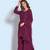 Wine Faux Georgette Sequin Embroidered Semi-Stitched Kameez, Sharara and Dupatta Set