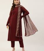 Maroon printed pure crepe salwar