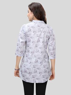 Grey printed crepe short-kurtis 2
