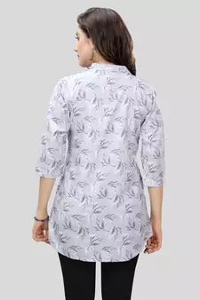 Grey printed crepe short-kurtis