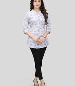 Grey printed crepe short-kurtis