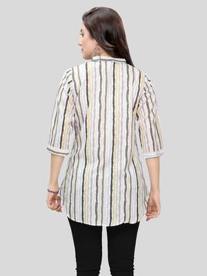 White printed crepe short-kurtis 2