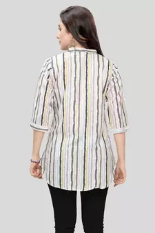 White printed crepe short-kurtis