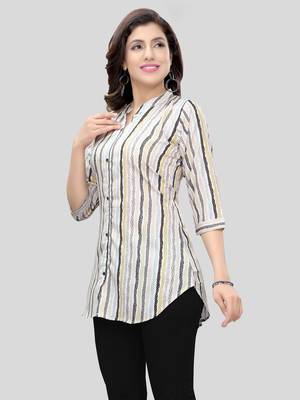 White printed crepe short-kurtis 3