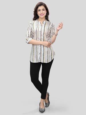White printed crepe short-kurtis 5